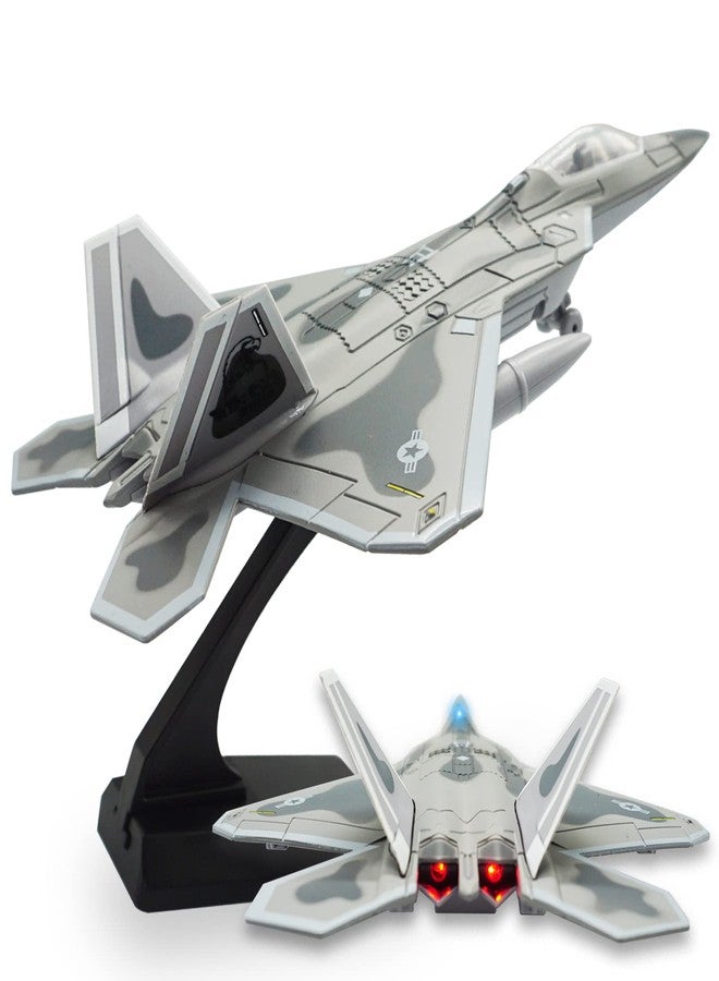OTONOPI Fighter Jet Toy F-22 Raptor Fighter Bomber Aircraft Diecast Army Fighting Jet 1/100 Airplanes Model with Lights and Sounds for Kids - Image 1